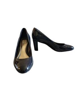 Lauren Ralph Lauren Black Patent Mid Block Heel Pumps